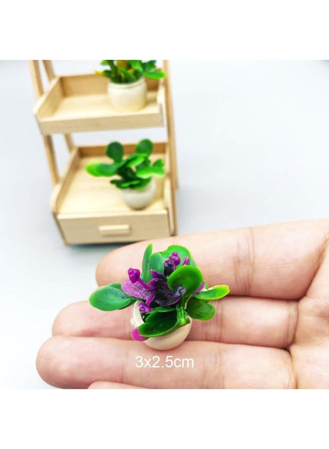 Lynkaye Dollhouse Decoration Plant Pots Miniature Green Potted Miniature Bonsai Model Dollhouse Accessories Decor,1 12 Scale Doll House Miniature Plant Model (4 Different Flower Bots) - Image 3