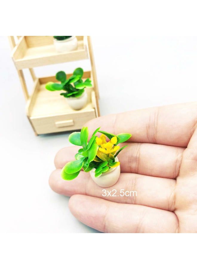 Lynkaye Dollhouse Decoration Plant Pots Miniature Green Potted Miniature Bonsai Model Dollhouse Accessories Decor,1 12 Scale Doll House Miniature Plant Model (4 Different Flower Bots) - Image 5