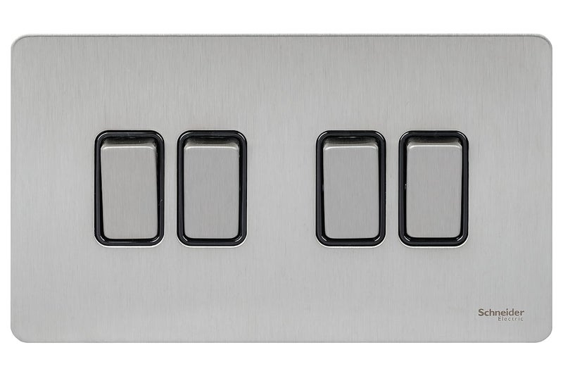 Schneider Electric 4-Gang Screwless Flat Plate Switch - Image 1