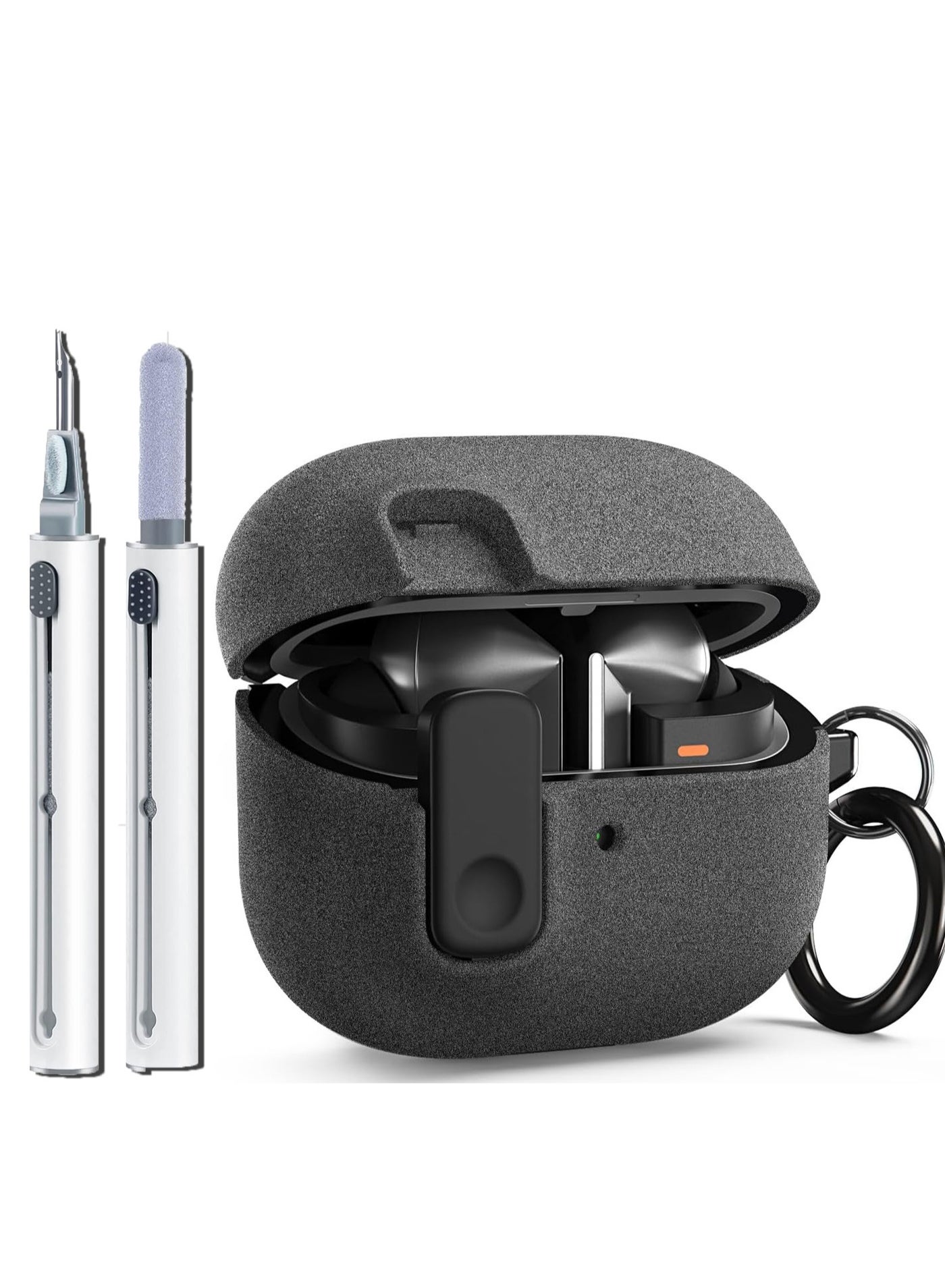 QIRG Lock Case [LED visible] designed for Samsung Galaxy Buds 3 Pro Case and Galaxy Buds 3/Galaxy Buds 3 FE case, frosted material texture supports wireless charging - frosted ash