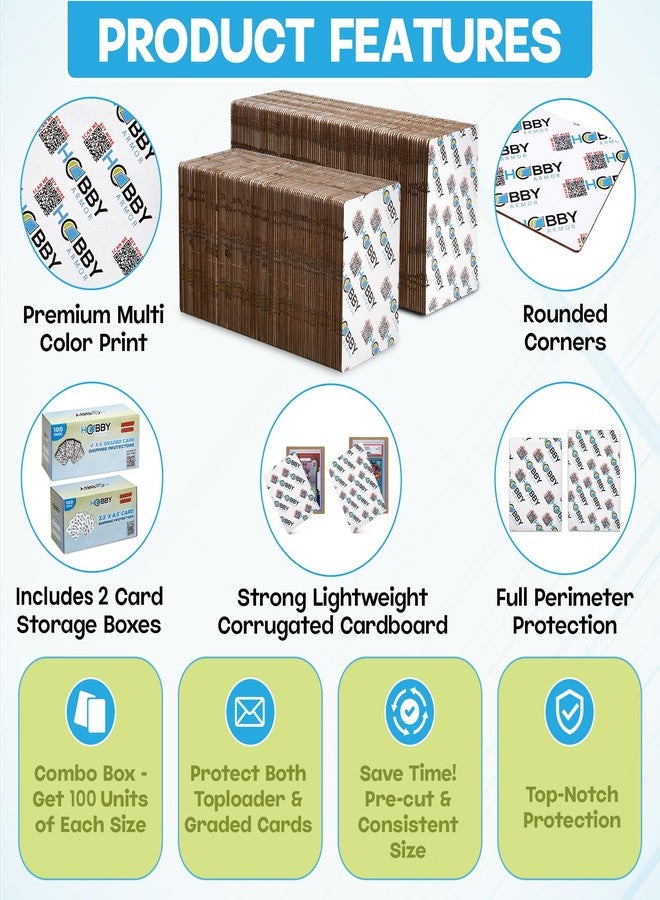 Hobby Armor Bundle, Trading Card Shipping Protectors, 100 Pack of Each Size, 3.5" x 4.5" and 4" x 6", Vibrant Multi-Color Card Protectors with Rounded Corners, Premium Cardboard Shipping Supplies - Image 3
