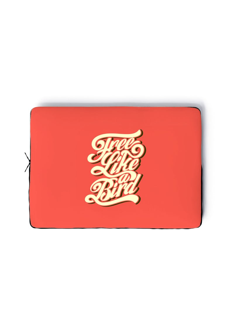 LOUD UNIVERSE Free Like A Bird Design Laptop Sleeve 13 inch Red/Beige Tablet Sleeve - Image 1