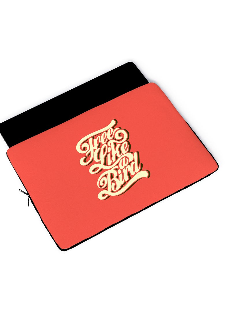 LOUD UNIVERSE Free Like A Bird Design Laptop Sleeve 13 inch Red/Beige Tablet Sleeve - Image 4