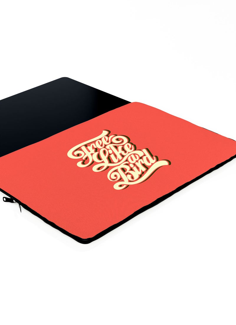 LOUD UNIVERSE Free Like A Bird Design Laptop Sleeve 13 inch Red/Beige Tablet Sleeve - Image 3