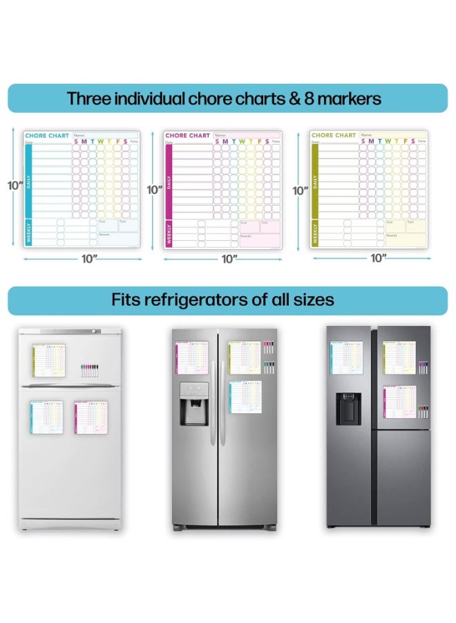 كيلا لوحة مهام مكافآت، 3 قطع لوحة سلوك جيد للأطفال في المنزل، لوحة مسؤولية قابلة للمسح الجاف، مجموعة لوحة سلوك مغناطيسية للثلاجة وأقلام تحديد دقيقة، مجموعة لوحة مهام للثلاجة - Image 5