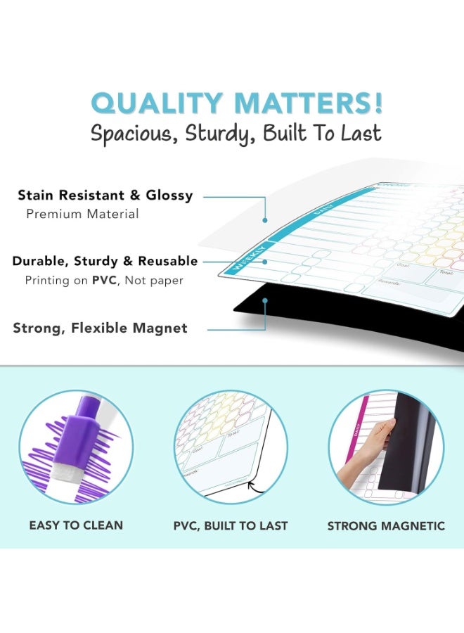 كيلا لوحة مهام مكافآت، 3 قطع لوحة سلوك جيد للأطفال في المنزل، لوحة مسؤولية قابلة للمسح الجاف، مجموعة لوحة سلوك مغناطيسية للثلاجة وأقلام تحديد دقيقة، مجموعة لوحة مهام للثلاجة - Image 3