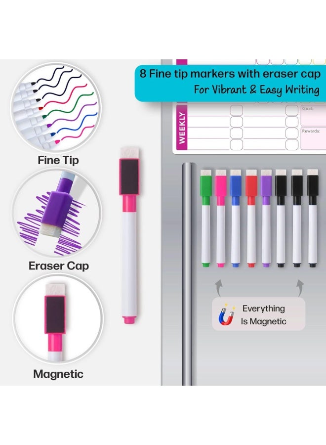 كيلا لوحة مهام مكافآت، 3 قطع لوحة سلوك جيد للأطفال في المنزل، لوحة مسؤولية قابلة للمسح الجاف، مجموعة لوحة سلوك مغناطيسية للثلاجة وأقلام تحديد دقيقة، مجموعة لوحة مهام للثلاجة - Image 2