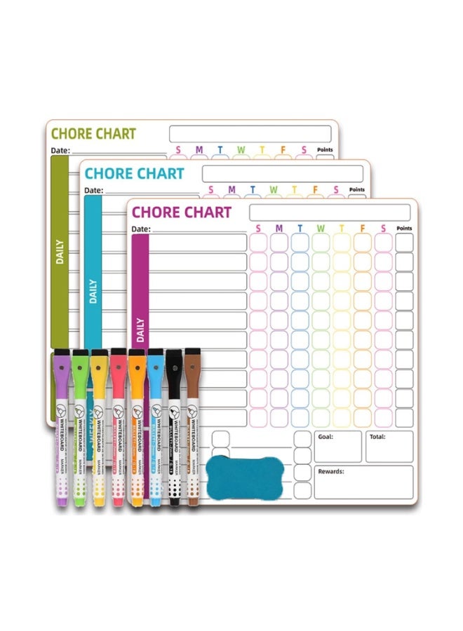 كيلا لوحة مهام مكافآت، 3 قطع لوحة سلوك جيد للأطفال في المنزل، لوحة مسؤولية قابلة للمسح الجاف، مجموعة لوحة سلوك مغناطيسية للثلاجة وأقلام تحديد دقيقة، مجموعة لوحة مهام للثلاجة - Image 1