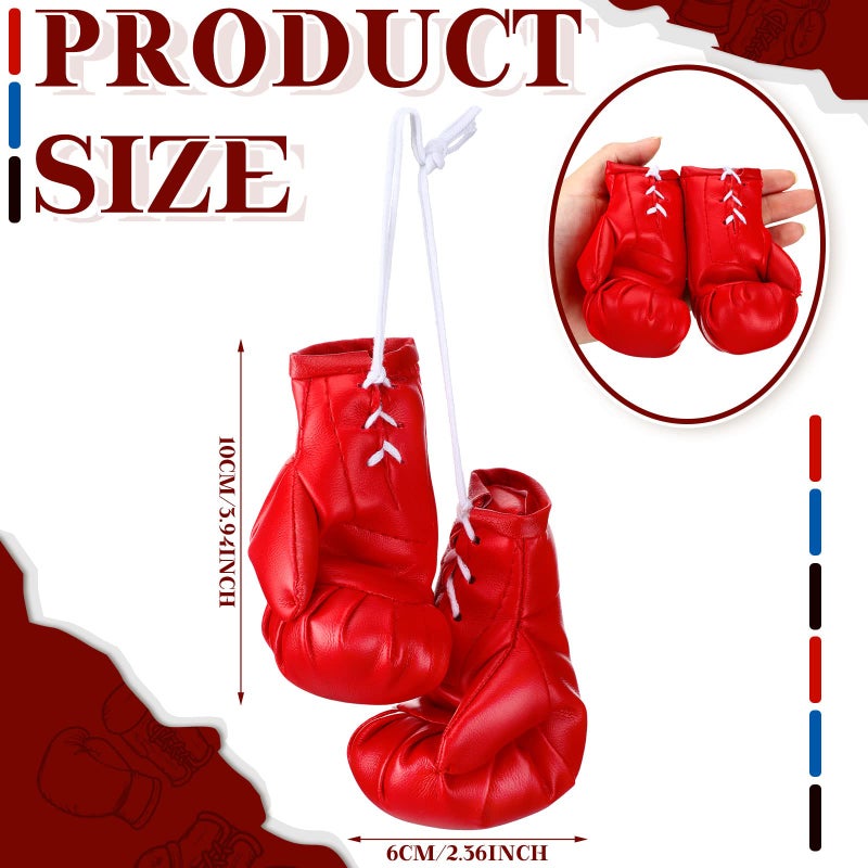 Zhanmai Zhanmai 2 Pairs Mini Boxing Gloves for Car Mirror Miniature Punching Gloves Boxing Party Favors Holiday Christmas Ornament Hanging Decoration for Home Car Accessories Bag Keychain(Black  Red) - Image 4