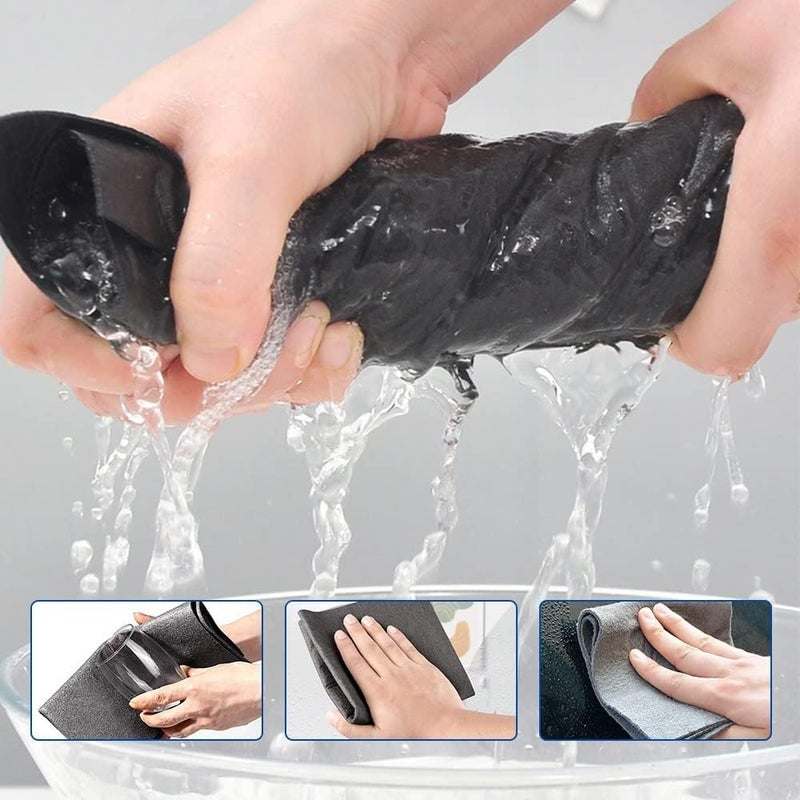 X spring Thickened Magic Cleaning Cloth, 10 Pack Black 20x30cm All-Purpose Microfiber Towel, Streak Free Reusable Cleaning Cloth for Kitchen Glass Car Window - Image 5