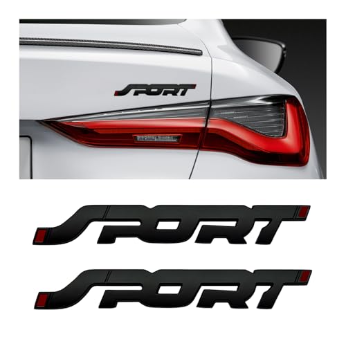 NYTKL 2 PCS Metal Car Sport Sticker 3D Raised Car Fender Badge Front Rear Tailgate Emblem with Sport Logo Strong Adhesive Letters Decals for Front Hood Grill Rear Trunk Black - Image 1