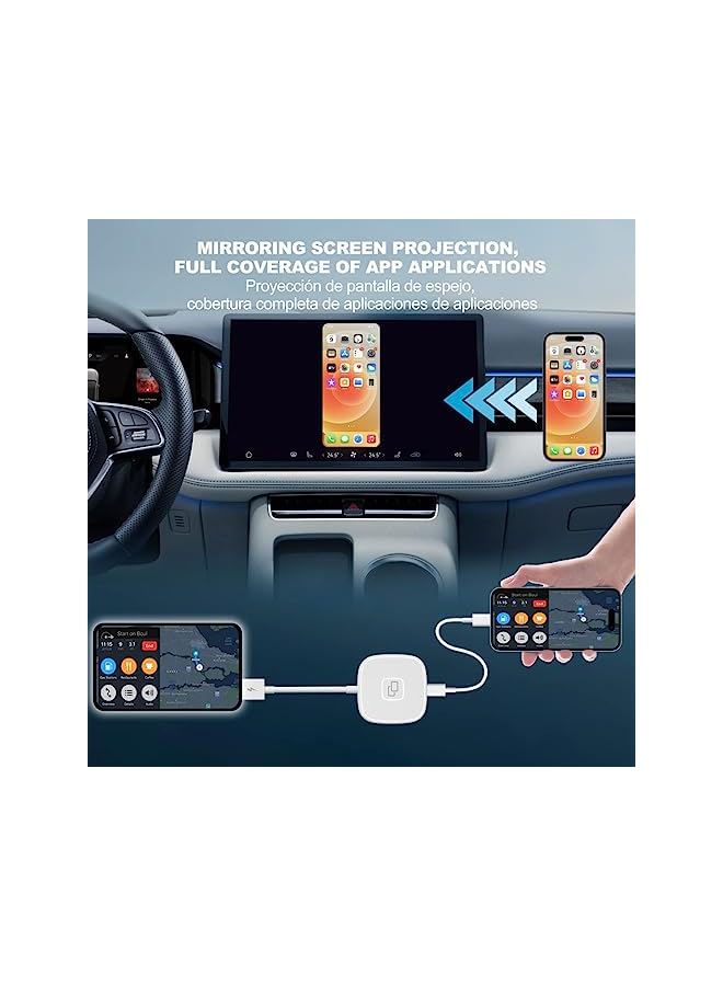 Zaboon Carplay Adapter, for Apple Wired Carplay Converter with Carplay Cable, Plug&Play, Real-Time Transmission of Mobile Phone Screen to Enjoy All Mobile APP, Music, Navigation, Video(Square) - Image 2