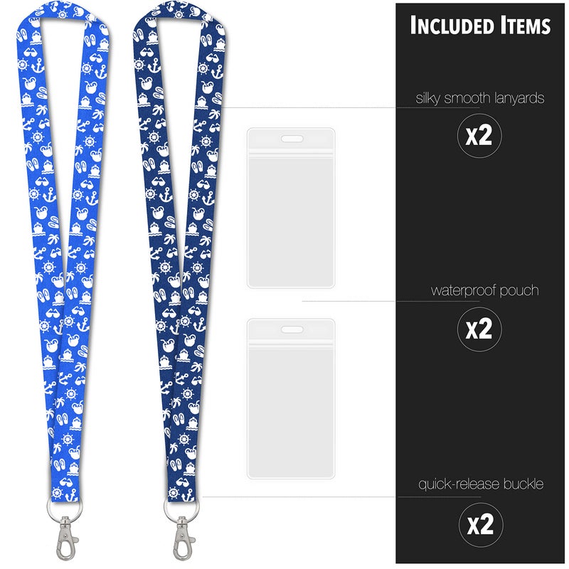 Cruise On Lanyard Essentials (2-Pack) for 2026 & 2027, ID Holder, Detachable Key Card Badge & Waterproof Ship Card Holder for Cruise Cards (Blue & Royal Blue) - Image 3