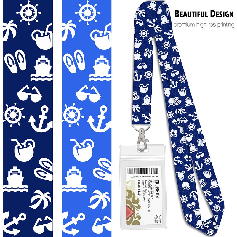 Cruise On Lanyard Essentials (2-Pack) for 2026 & 2027, ID Holder, Detachable Key Card Badge & Waterproof Ship Card Holder for Cruise Cards (Blue & Royal Blue) - Image 5