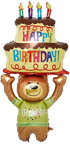 Shindigz Teddy Bear & Cake Shaped 60" Birthday Party Mylar Foil Balloon- Celebrate - Image 4