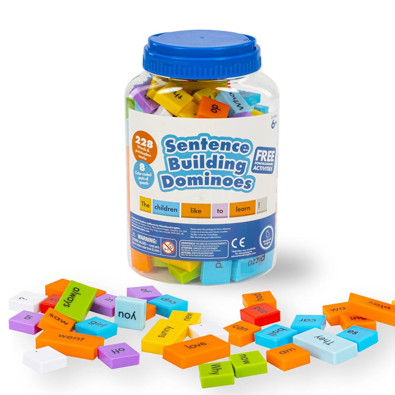Educational Insights Sentence Building Dominoes - First Grade Classroom Must Haves, Elementary Literacy Materials for Centers or Homeschool, Reading Games, Learning to Read for Kids Ages 6+ - Image 1