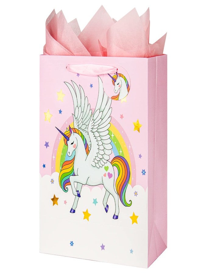 Laidans 13" Large Unicorns Gift Bag for Girls and Kids Birthday Baby Shower with Tissue Paper 1-Pack - Image 1
