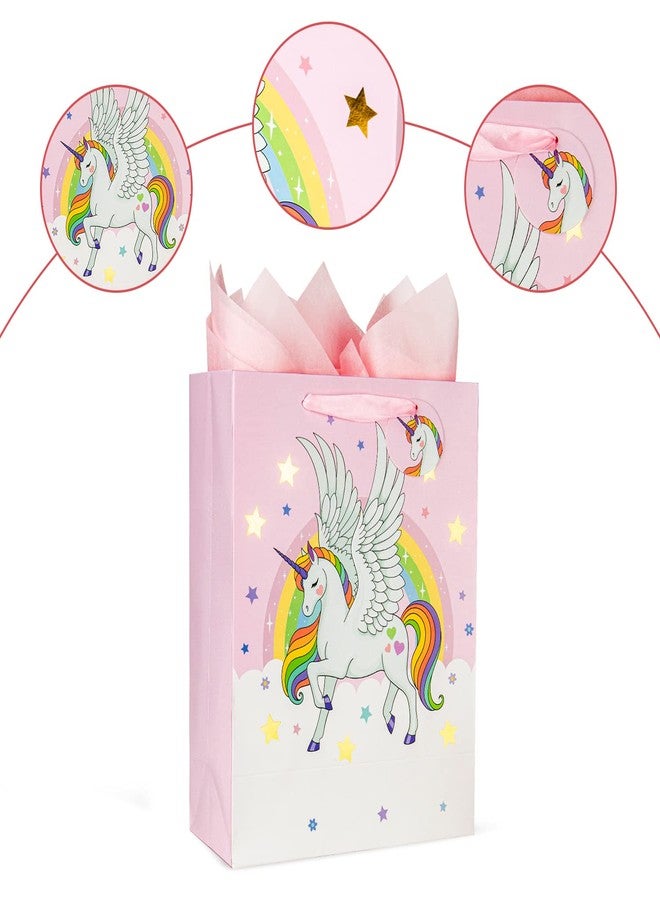 Laidans 13" Large Unicorns Gift Bag for Girls and Kids Birthday Baby Shower with Tissue Paper 1-Pack - Image 3