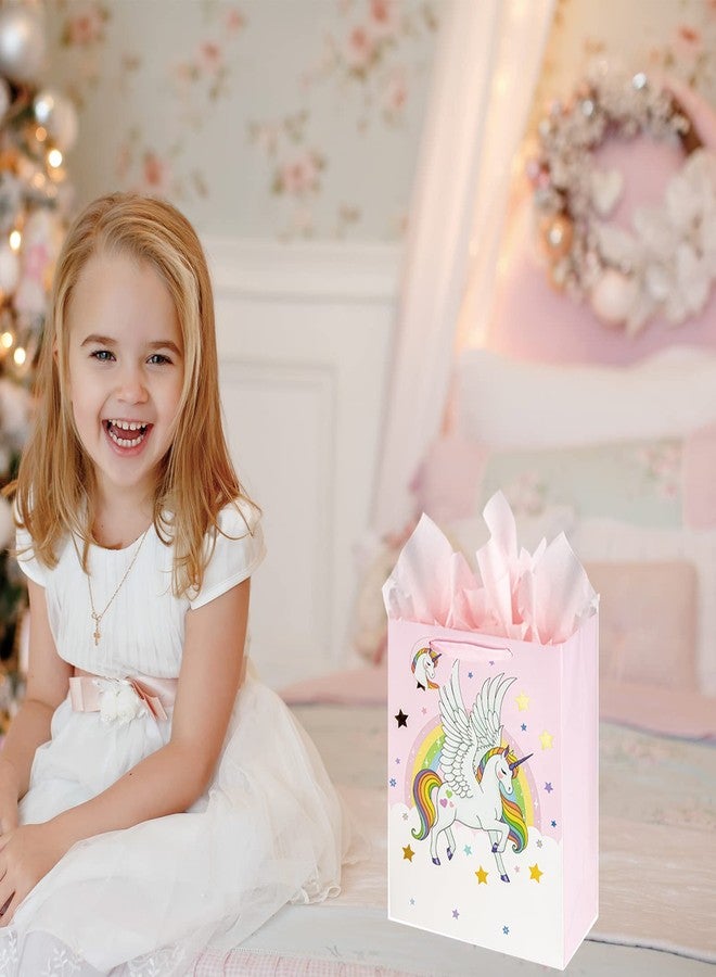 Laidans 13" Large Unicorns Gift Bag for Girls and Kids Birthday Baby Shower with Tissue Paper 1-Pack - Image 4