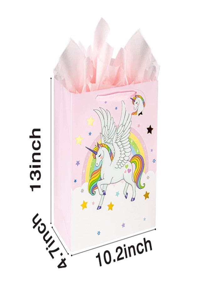 Laidans 13" Large Unicorns Gift Bag for Girls and Kids Birthday Baby Shower with Tissue Paper 1-Pack - Image 2