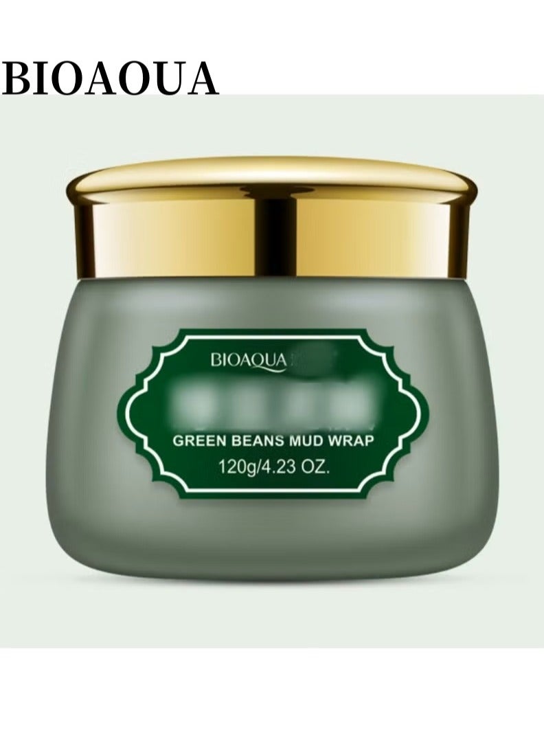 BIOAOUA Mung Bean Deep Clean Mud Mask - Deep Clean Rejuvenating Mud Mask, Hydrating & Soothing, Clay Mask With Brush For Face Pore Deep Cleaning Brightening Mud Mask Blackhead Removal Mask 120g - Image 1