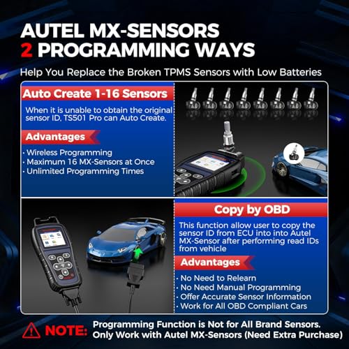 Autel MaxiTPMS TS501 PRO TPMS Programming Tool, Same as TS508, 2025 TPMS Relearn Tool Newer of TS501 TS408S, Activate Relearn 99% Sensors, Program Autel MX-Sensors [315/433MHz], TPMS Reset/Diagnosis - Image 5