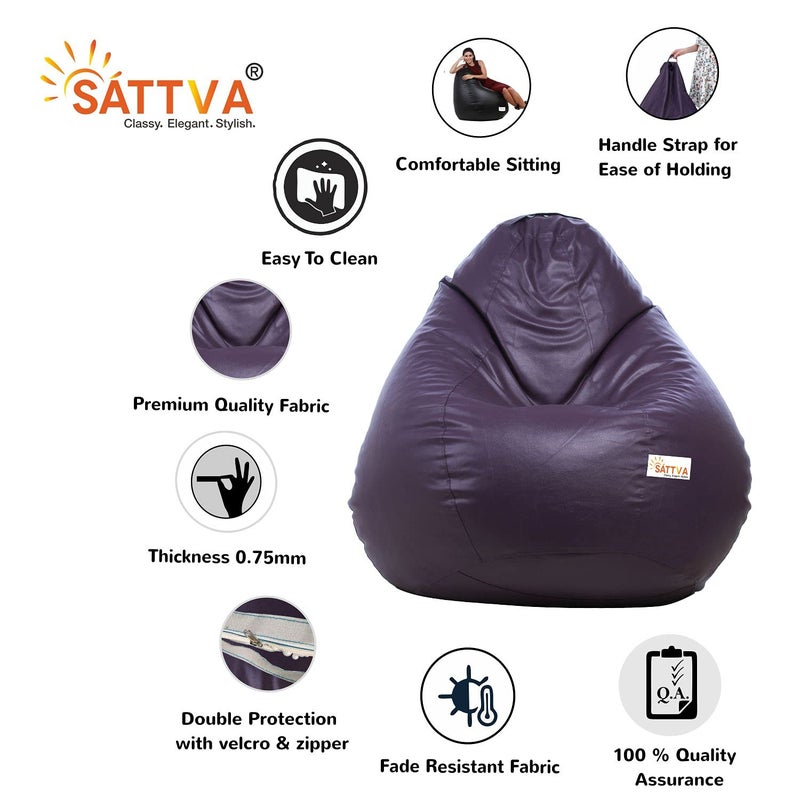 SATTVA Classy.Elegant.Stylish Sattva Classic Teardrop Shape Bean Bag Cover Without Beans XL Size Purple  - Image 5