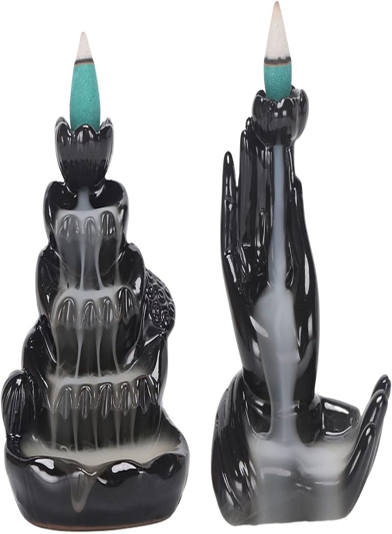 GGOOT Home Decor Incense Holder Waterfall Incense Burner Backflow Incense Holder Ceramic Incense Burner Holder For Office Desk Ornament Hand  - Image 3