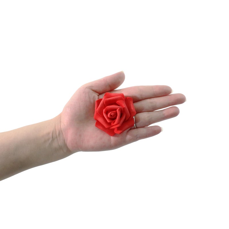 Vignor 100 Pcs 2 Inch Artificial Flowers Faux Foam Fake Rose Head Bulk for Home Decor Wedding Decoration Bridal Shower Wall Table Centerpiece Arrangement DIY Craft (4 Shades of Red Ivory) - Image 4