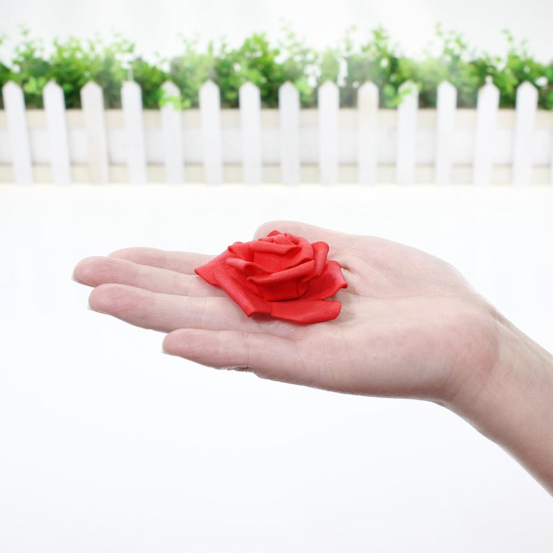 Vignor 100 Pcs 2 Inch Artificial Flowers Faux Foam Fake Rose Head Bulk for Home Decor Wedding Decoration Bridal Shower Wall Table Centerpiece Arrangement DIY Craft (4 Shades of Red Ivory) - Image 5