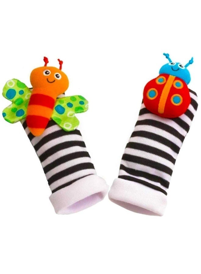 Hugifts 4‑Pack Baby Wrist Rattle & Foot Finder Socks Set, Cartoon Insect Infant Sensory Educational Toys for 3‑12 Months Newborn - Image 5