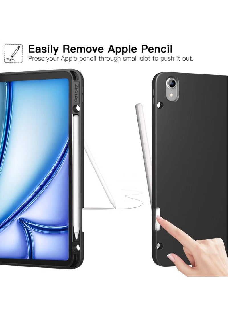 JAJEEK iPad Air 13 Inch M2 2024 Case – Smart Case with Pencil Holder, Supports Pencil Pro & Pencil (USB-C), Touch ID, Auto Wake/Sleep, Black - Image 2