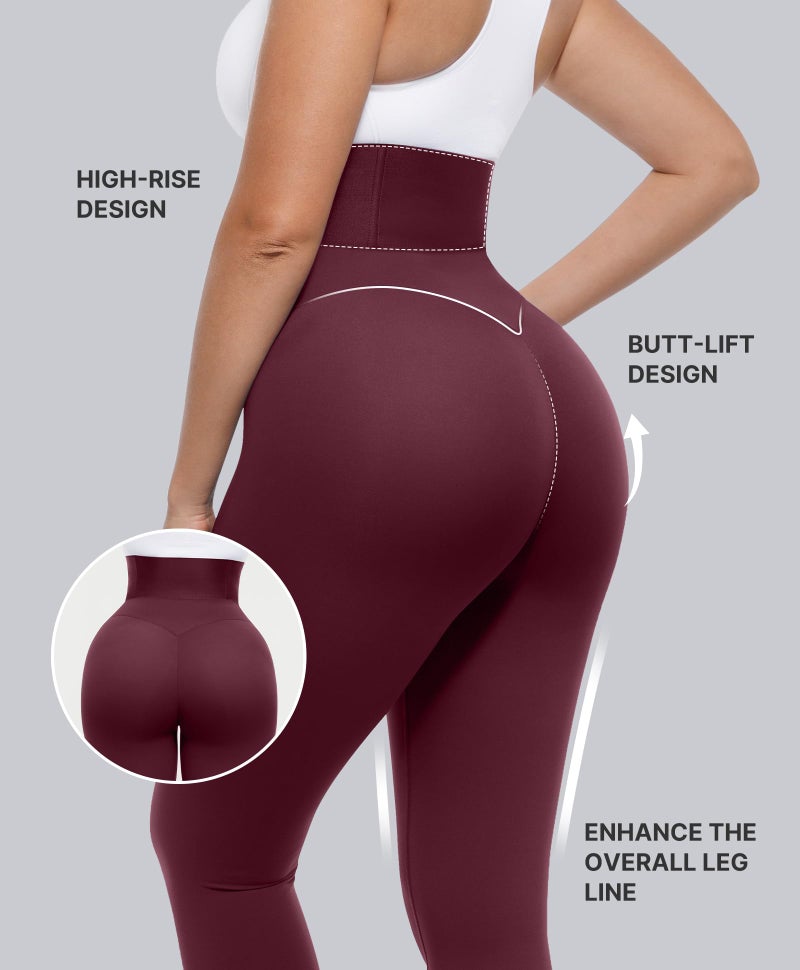 SHAPELLX Leggings for Women Tummy Control High Waisted Leggings Compression Shapewear Pants Red Workout Leggings - Image 4