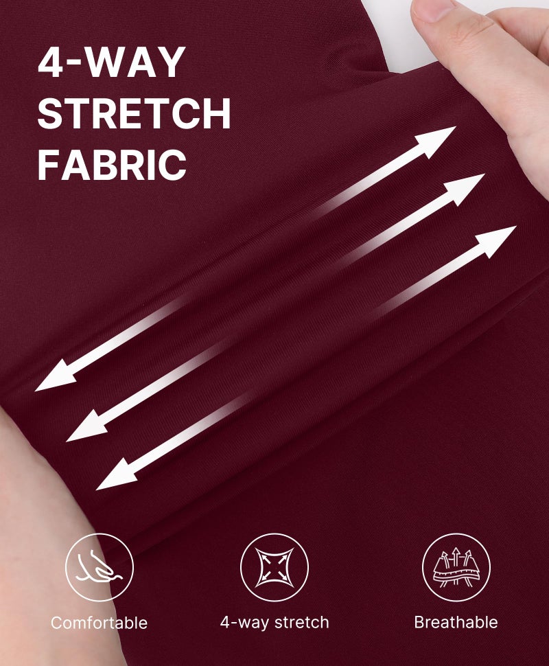 SHAPELLX Leggings for Women Tummy Control High Waisted Leggings Compression Shapewear Pants Red Workout Leggings - Image 5