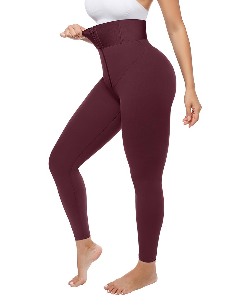 SHAPELLX Leggings for Women Tummy Control High Waisted Leggings Compression Shapewear Pants Red Workout Leggings - Image 1