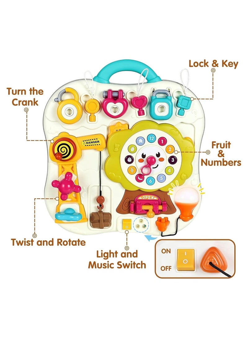 Soofam Toddler Busy Board Toys, 9 in 1 Sensory Montessori Baby Toy with Music & Light, Kids Fine Motor Skill Preschool Educational Birthday Gift - Image 5