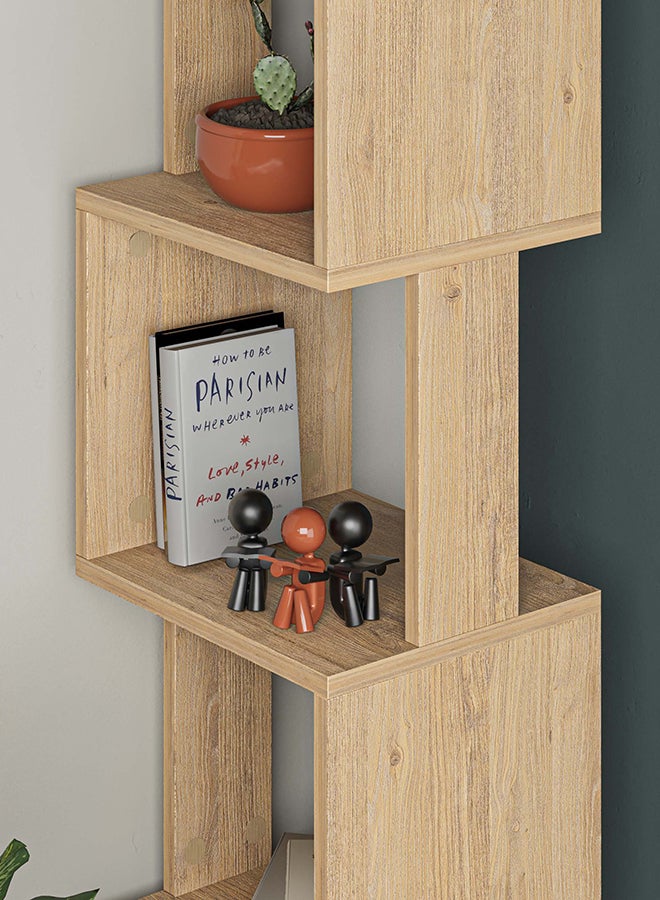 Mourah Home Piri Corner Bookcase Modern Book Shelf Cabinet s Tier Multi Storage Bookshelf Rack Display Unit For Bedroom Living Room  30X161X35Cm  30X161X35Cm Oak - Image 3