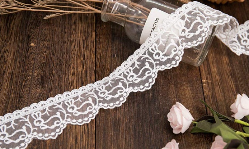 Sourcemall Lace Trim Ribbon, Delicate Rabbit-Like Ribbon for Wedding/Bridal Decoration, DIY Craft Sewing, Home Decoration, 15 Yards - Image 5