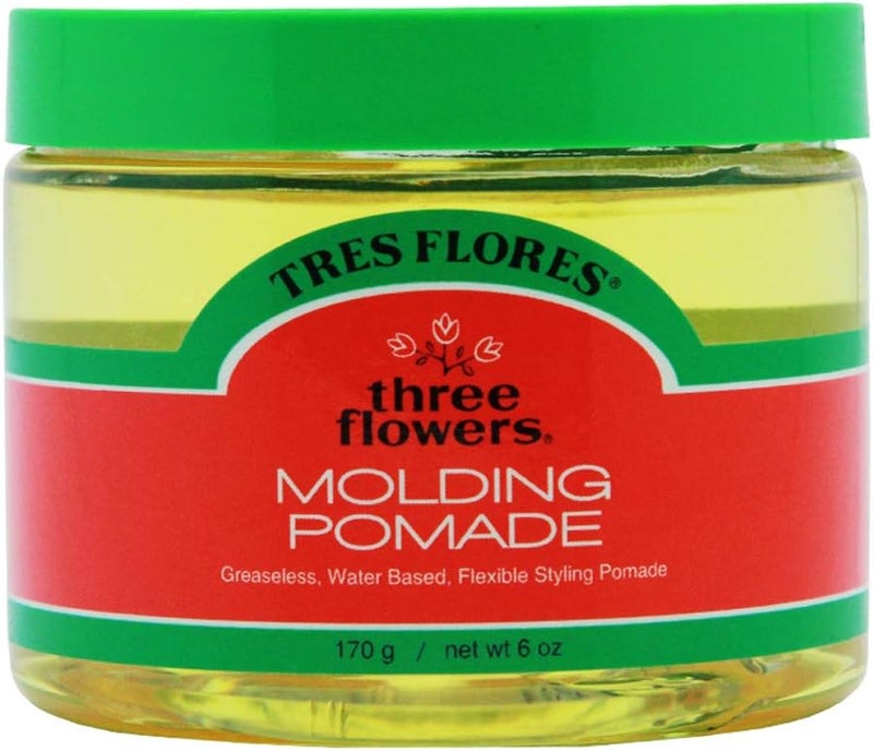 Three Flowers Tres Flores Molding Pomade 6 Ounce - Greaseless, Water Based, Flexible Styling Pomade