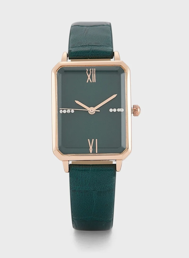 ELLA Croc Strap Rectangle Watch