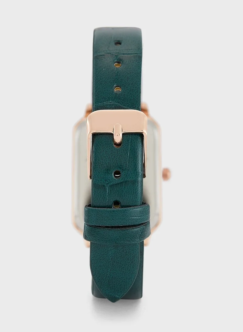 ELLA Croc Strap Rectangle Watch