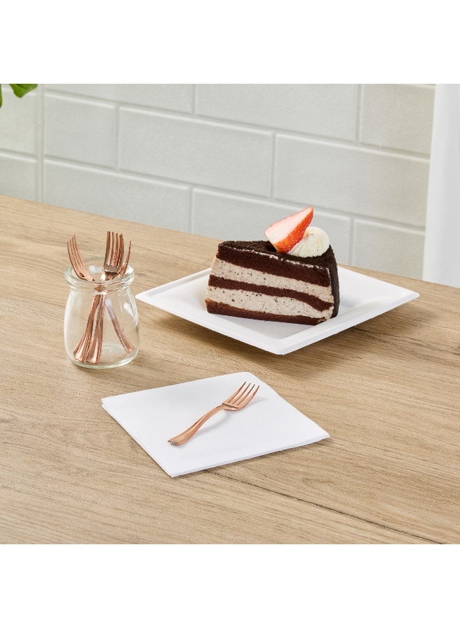 Restaurantware شوكة صغيرة 4 بوصة، 500 شوكة صغيرة قابلة للتصرف - قوية، تتناسب مع المقبلات، الحلويات، أو العينات، شوكات المقبلات البلاستيكية باللون الوردي الذهبي، للحفلات، الزفاف، أو خدمات الطعام - Image 3