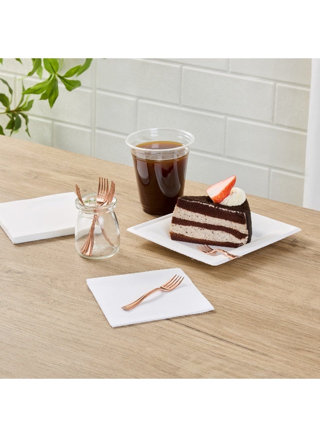 Restaurantware شوكة صغيرة 4 بوصة، 500 شوكة صغيرة قابلة للتصرف - قوية، تتناسب مع المقبلات، الحلويات، أو العينات، شوكات المقبلات البلاستيكية باللون الوردي الذهبي، للحفلات، الزفاف، أو خدمات الطعام - Image 4