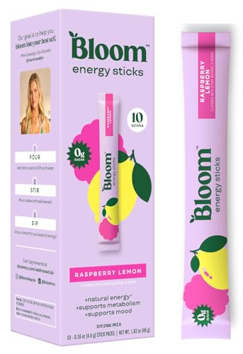 Bloom Nutrition Energy Drink Powder Packets, Sugar Free Energy Drink Mix with L-Theanine, B Vitamins & Natural Caffeine, On the Go Powder Sticks for Natural Energy, 10 Calories (10 Pouches (Pack of 1), Raspberry Lemonade) - Image 1