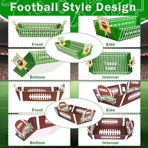 Geefuun 50 Pack Football Party Decorations Paper Food Trays - Movie Night Supplies Snack Stadium Serving Plates for Super Football Bowl Birthday Disposable Decor(Style 2) - Image 5