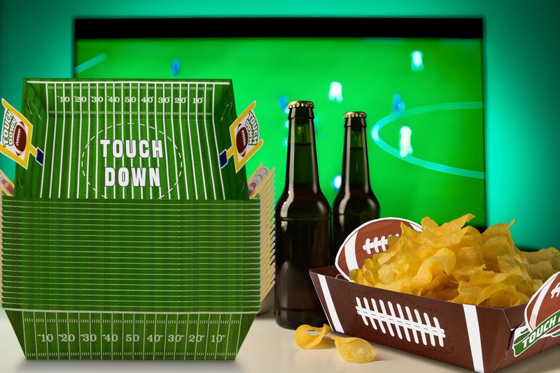 Geefuun 50 Pack Football Party Decorations Paper Food Trays - Movie Night Supplies Snack Stadium Serving Plates for Super Football Bowl Birthday Disposable Decor(Style 2) - Image 2