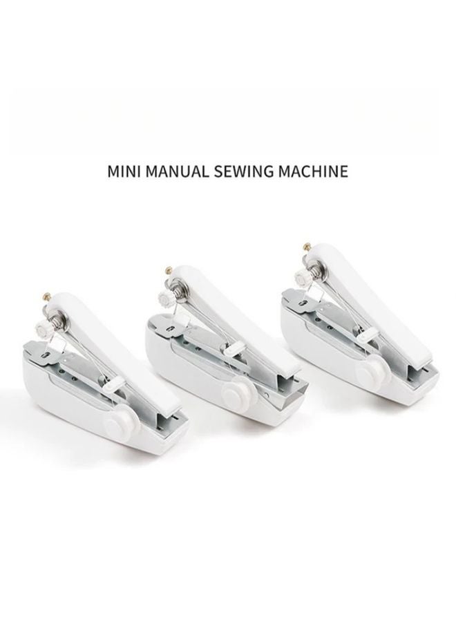 Portable Mini Handheld Sewing Machine White Compact Quick Stitching Tool For Fabric Repair - Image 3
