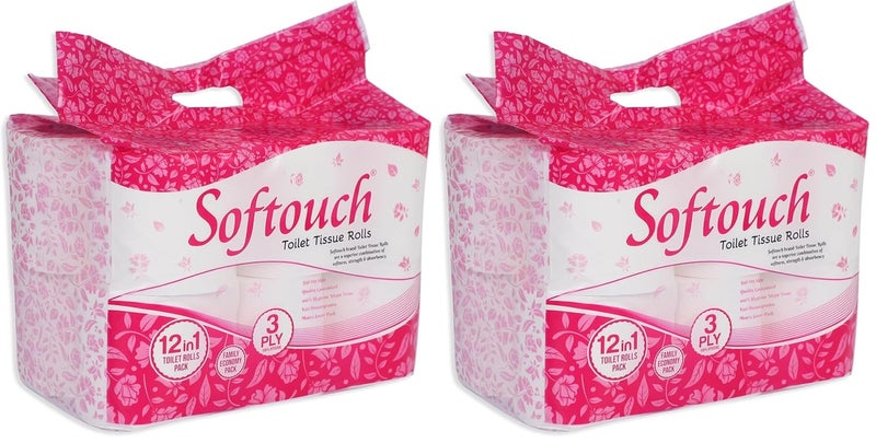 Softouch Ultra Soft 3 Ply Toilet Paper Pack of 24 Family Mega Tissue Rolls Strong Bathroom Tissue Total 1680 Pulls 12 Regular Rolls - Image 1