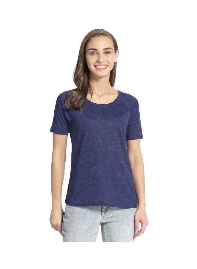 JOCKEY AW13 Women Micro Modal Cotton Relaxed Fit Printed Round Neck Half Sleeve T Shirt
