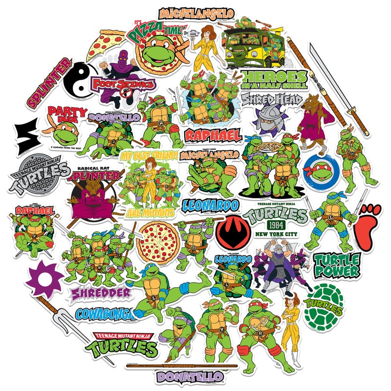 GRAPHICS & MORE Teenage Mutant Ninja Turtles Sticker Pack Die Cut Vinyl Large Deluxe TMNT Stickers Variety Pack  Laptop Water Bottle Scrapbooking Tablet Skateboard IndoorOutdoor  Set of 50